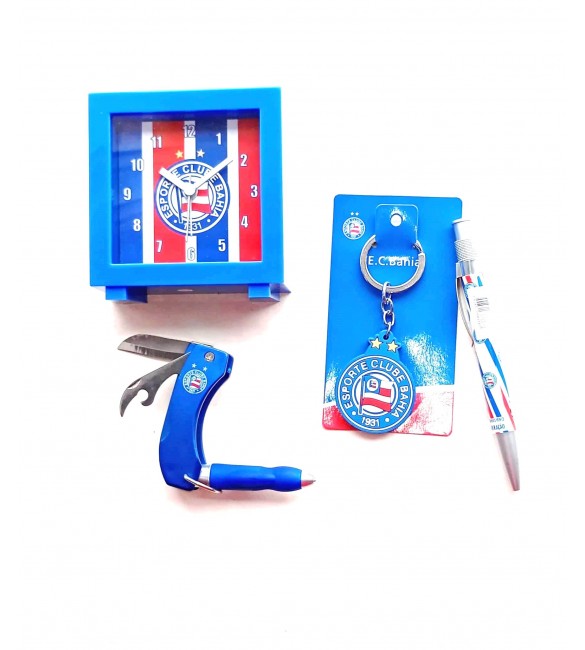 Kit Torcedor Bahia 01 relogio + lanterna canivete e caneta+chaveiro+caneta